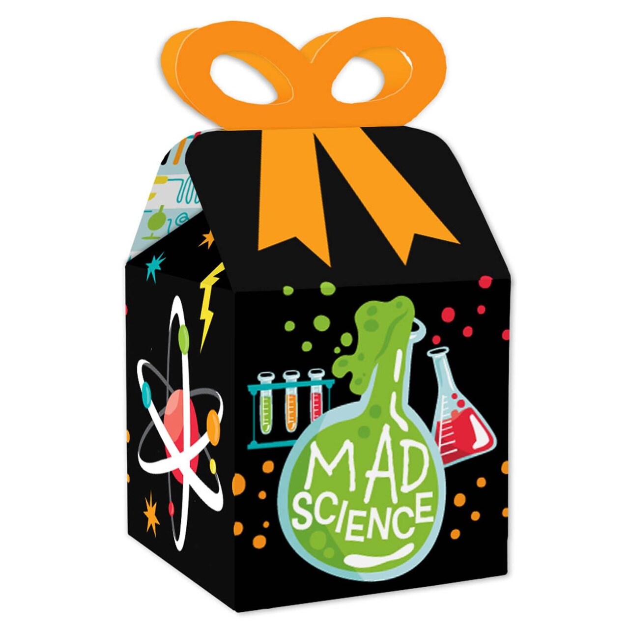 Big Dot of Happiness Scientist Lab - Square Favor Gift Boxes - Baby Shower or Birthday Party Bow Boxes - Set of 12